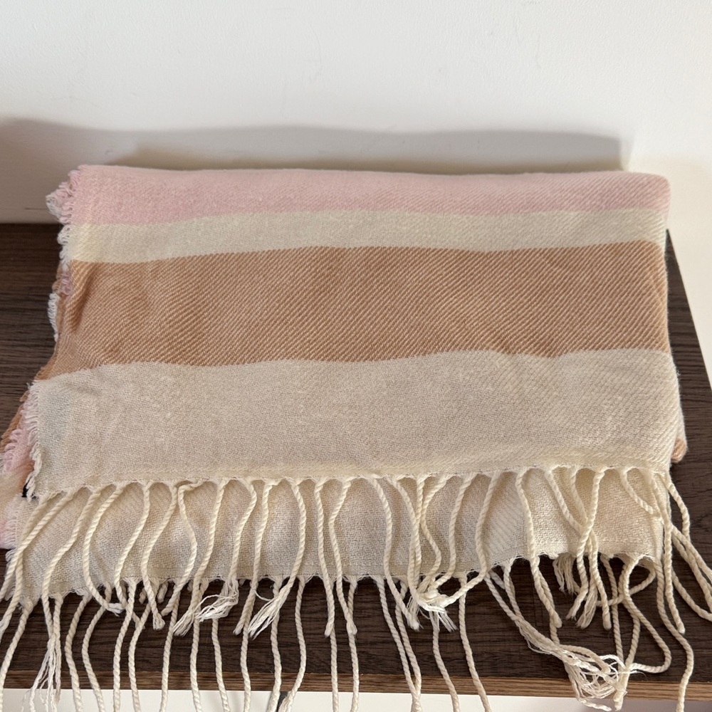 Banana Republic, Tan, And Pink Striped Scarf